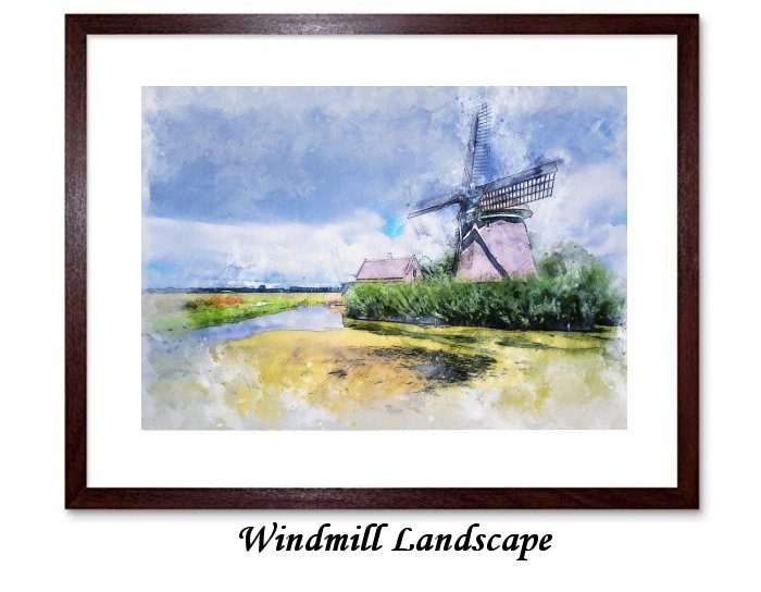 Windmill LandscapeF ramed Print